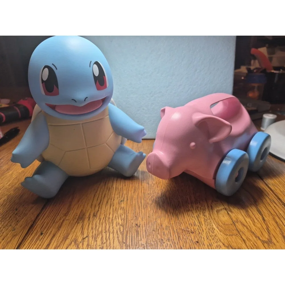 Squirtle Turtle Hard Rubber And Green Toys Recycled Pig Roll Around Baby Toys